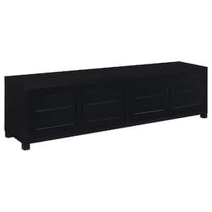 Jupiter Black 4-door 79 in. TV Stand Fits TV's up to 85 in. Media Console with Framed Glass Panels