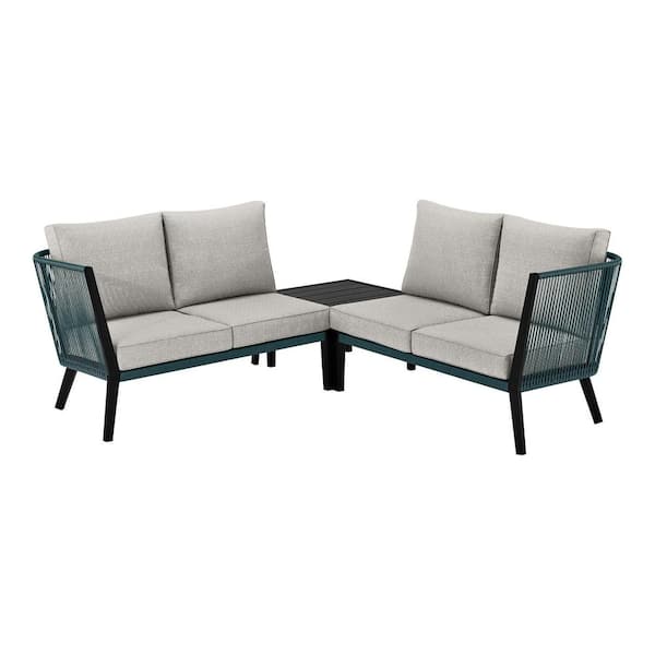 Hampton Bay Heather Glen 3-Piece Wicker and Metal Corner Patio