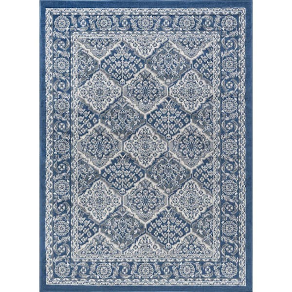Tayse Rugs Hampton Oriental Navy 4 ft. x 6 ft. Indoor Area Rug