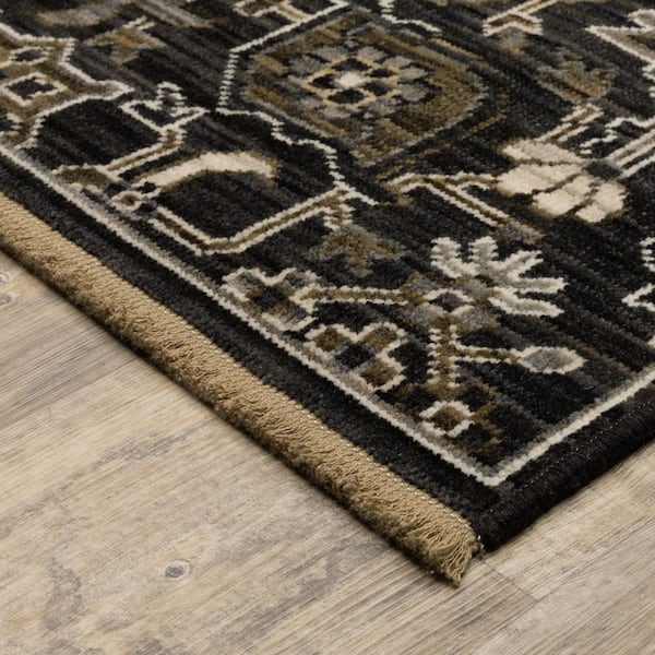 Amara 2 ft. x 10 ft. Black/Tan Oriental Area Rug