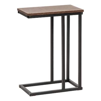 Brown C-Shaped Side Table