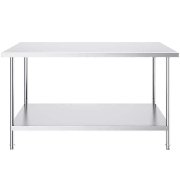 Double Tier Stainless Steel Overshelf 30 in. L x 12 in. W Double Deck Overshelf Height Adjustable Kitchen Utility Table