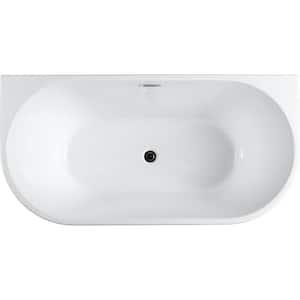 Calabria 59.04 in. Acrylic Flatbottom Non-Whirlpool Freestanding Bathtub in Glossy White