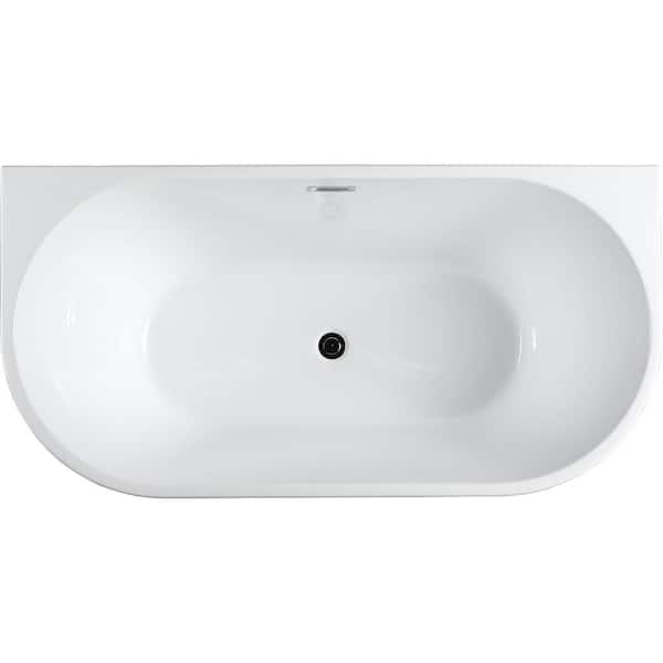Bellaterra Home Calabria 59.04 in. Acrylic Flatbottom Non-Whirlpool Freestanding Bathtub in Glossy White