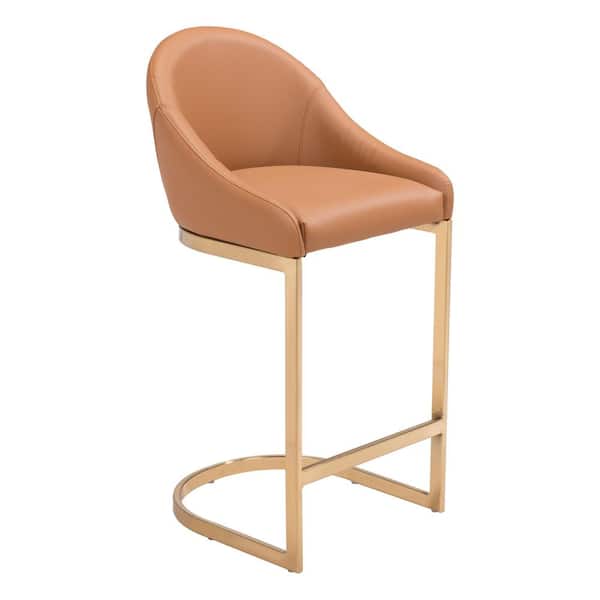 ZUO Scott Tan Backless Metal Counter Height (24-27 in.) Bar Stool