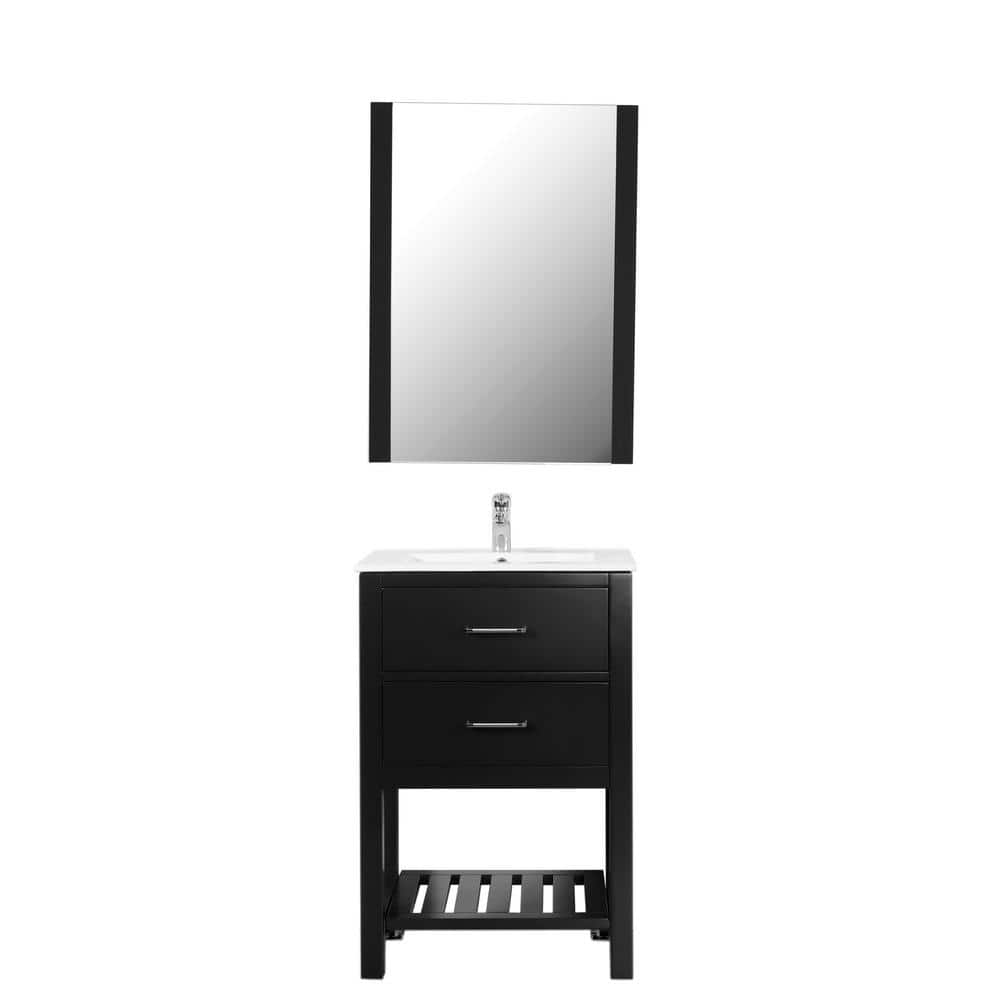 Santa Monica 24 in. W x 18 in. D Bath Vanity in Black with Ceramic ...