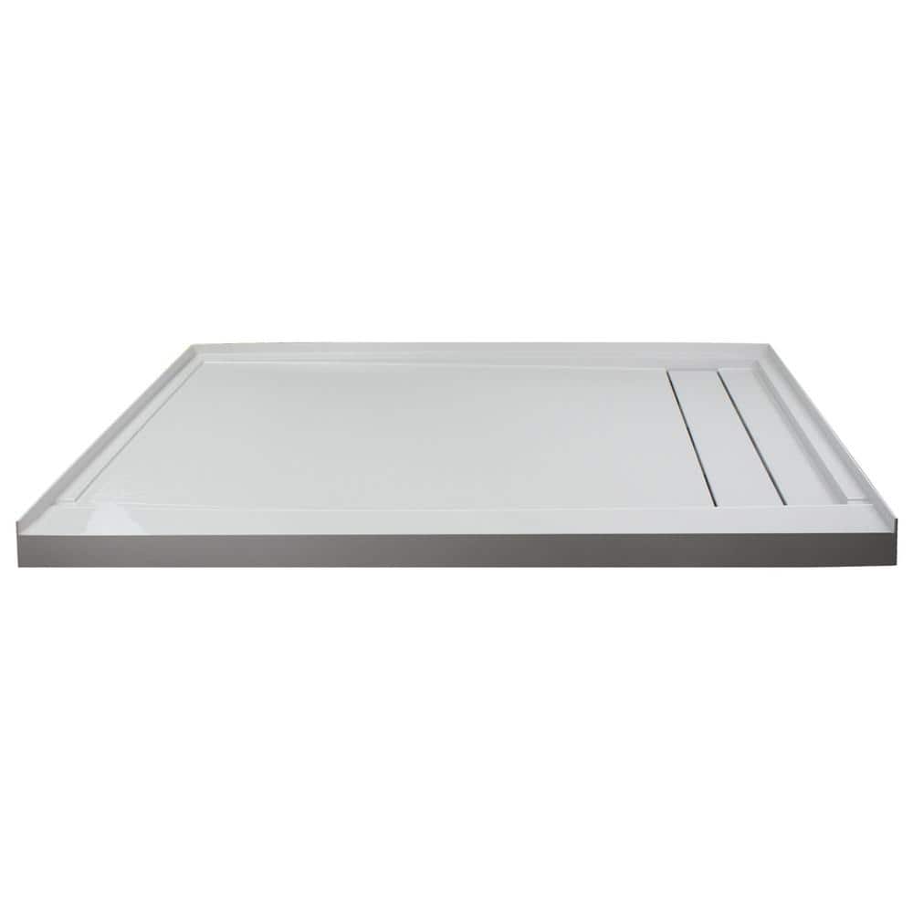 60'' x 30'' Gray Rectangular Shower Base with Right Drain