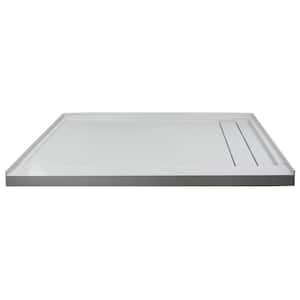 Linear 30 in. x 60 in. Single Threshold Shower Base with a Right Drain in Grey