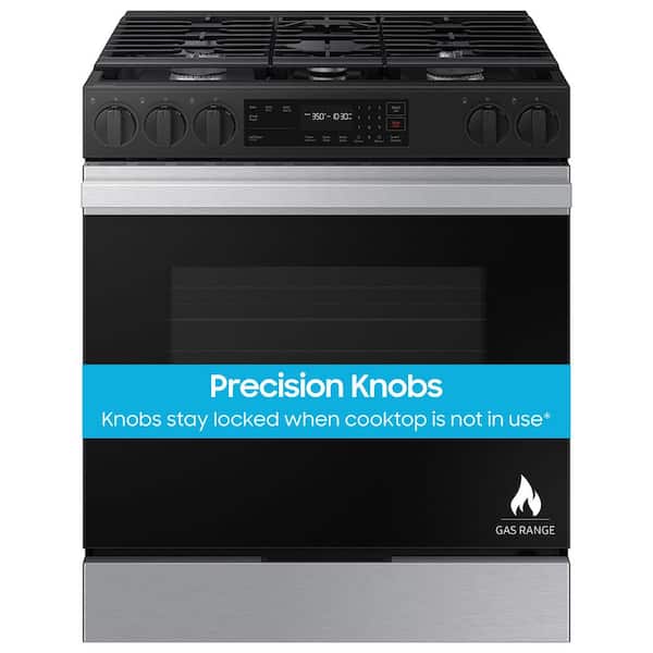 Bespoke 30 in. 5-Burner Smart Slide-In Gas Range in Stainless Steel with Precision Knobs
