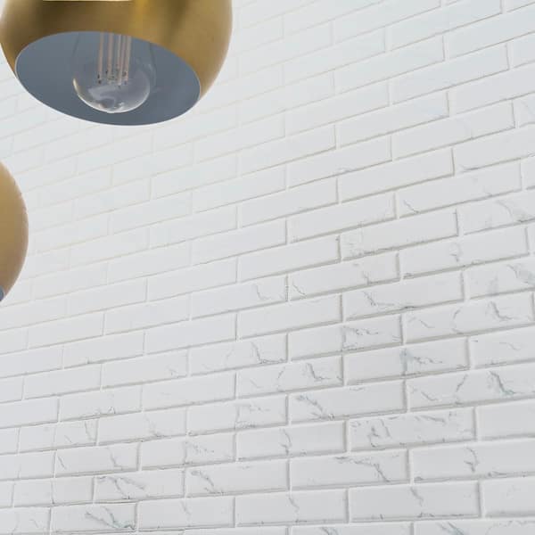 MSI - Carrara Subway 12 in. x 12 in. x 0.24 in. Matte Porcelain Mesh-Mounted Mosaic Floor and Wall Tile (0.98 sq. ft./Each)