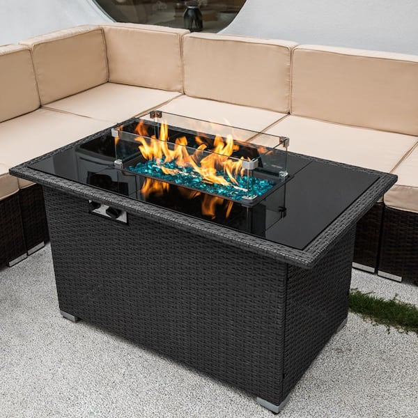 gray wicker fire pit