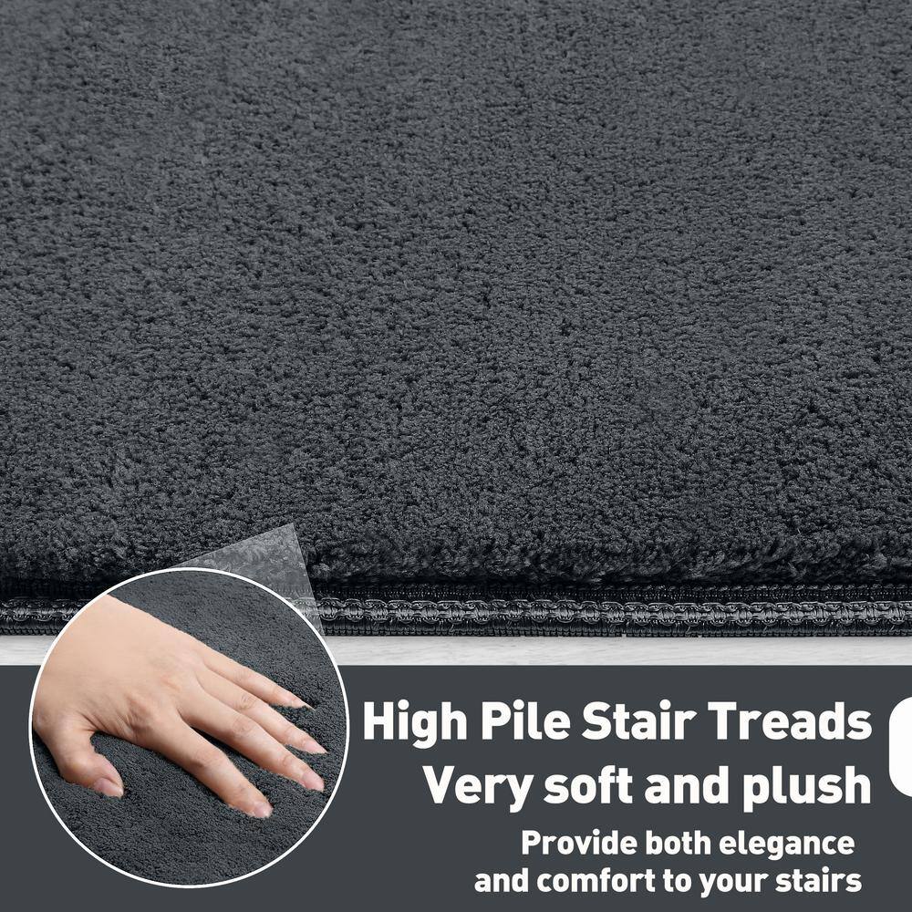 Dark Gray Ultra Plush Non-Slip Stair Treads, 9.5" x 30"