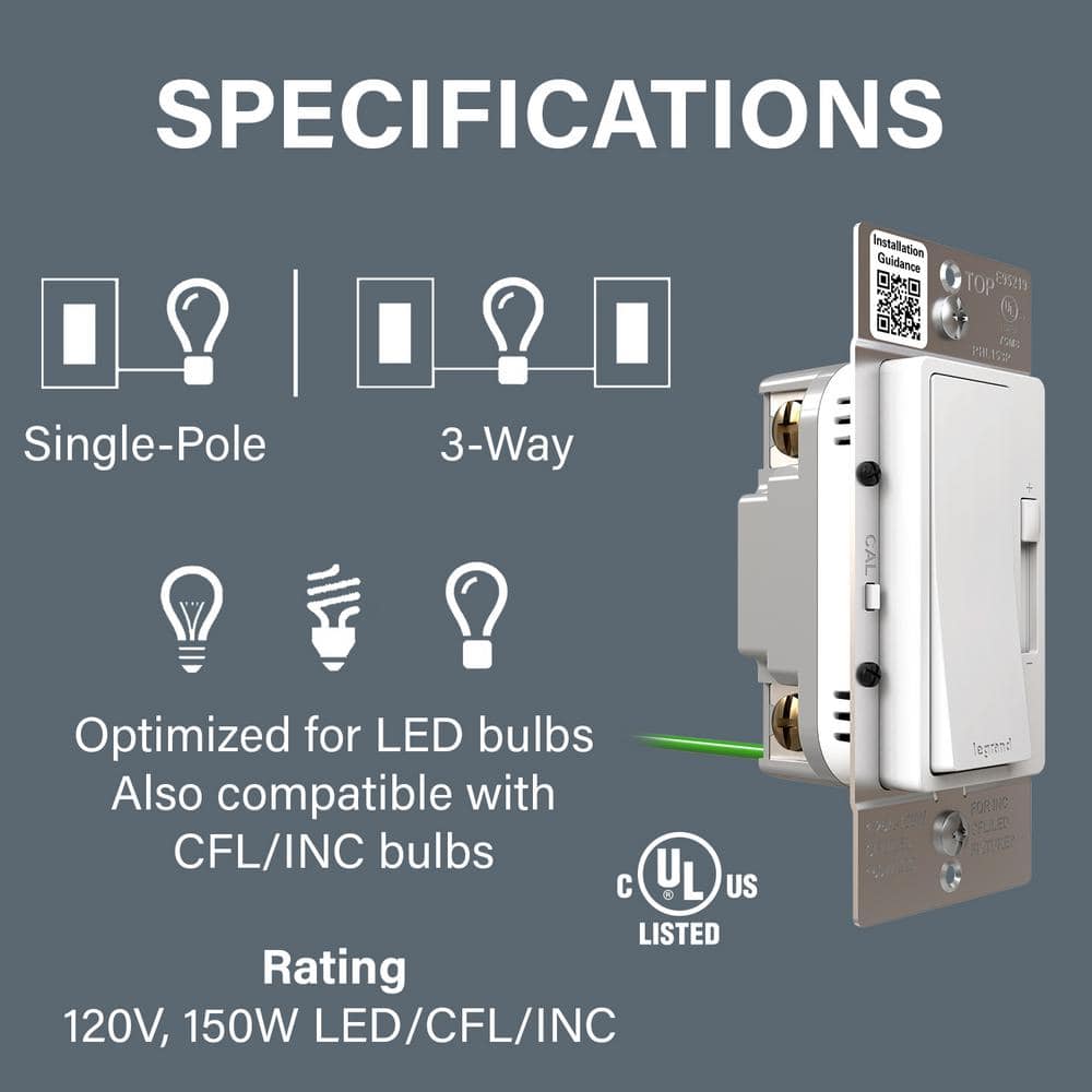White Matte Thermoplastic Rocker Dimmer Switch