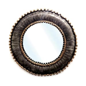 41 in. x 41 in. Modern Round Contemporary Brass Color Metal Framed Accent Mirror