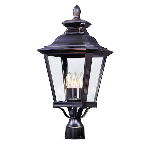 Maxim Lighting Knoxville 11 in. Wide 3-Light Outdoor Bronze Post Light