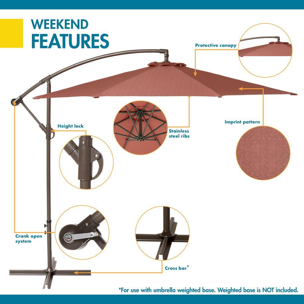 Cedarwood 10-Foot Cantilever Patio Umbrella with Water-Resistant Fabric