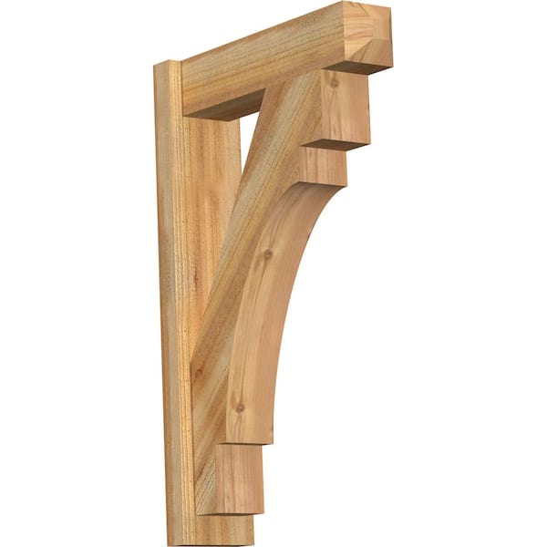 Ekena Millwork 6 in. x 34 in. x 22 in. Western Red Cedar Merced Craftsman Rough Sawn Outlooker