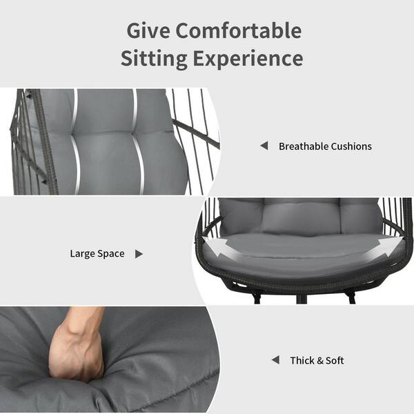 Gymax Hanging Hammock Egg Chair Patio Rattan Swing Chair