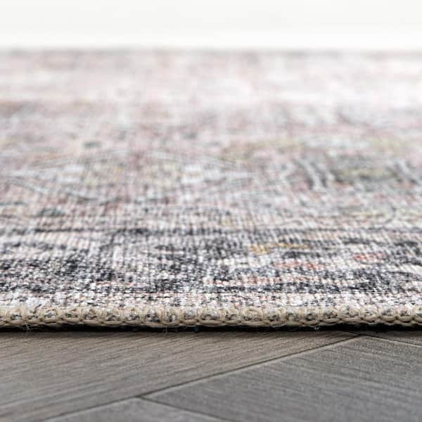 Amber Olive 7 ft. 7 in. x 9 ft. 6 in. Vintage Distressed Machine Washable Non Slip Area Rug