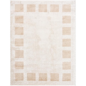 Fossay Shag Beige 7 ft. x 9 ft. Modern Indoor Area Rug