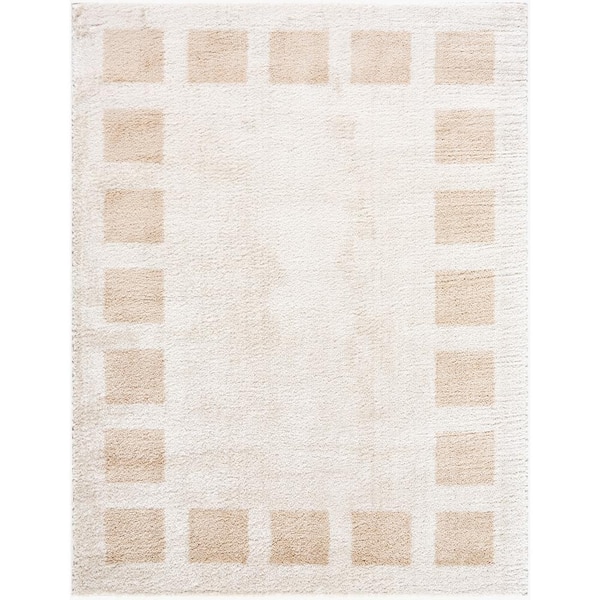 Livabliss Fossay Shag Beige 7 ft. x 9 ft. Modern Indoor Area Rug