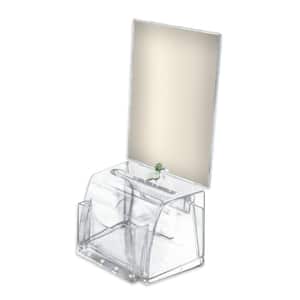 Medium Molded Lottery Box with Lock and Key, Clear