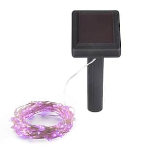 20 ft. Outdoor Solar 100-Micro LED Pink Bulb Integrated LED String Light