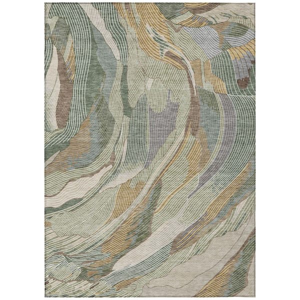 Chantille Machine Washable Indoor/Outdoor Abstract ACN3040 Sage 10 ft. x 14 ft. Area Rug