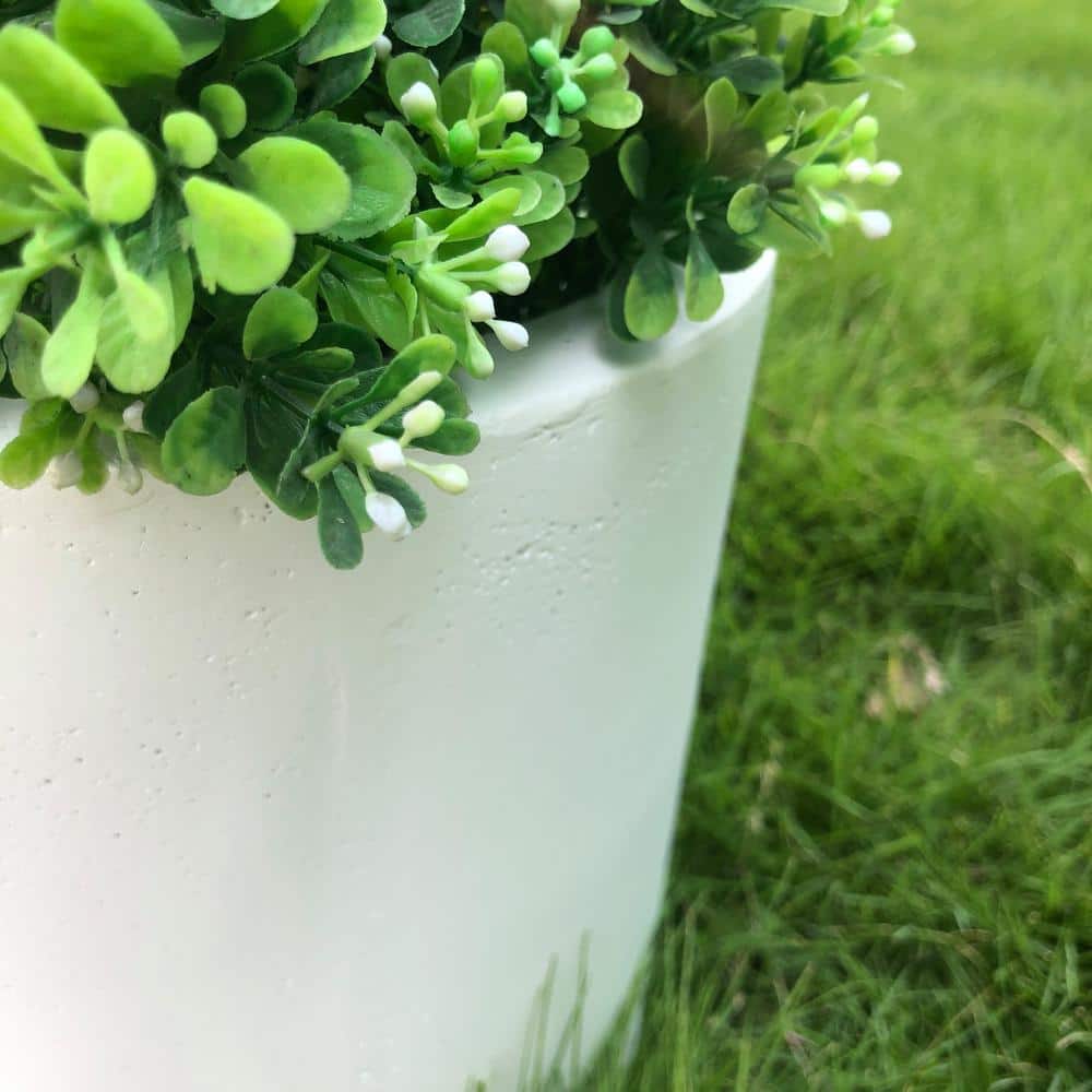 Set of 3 Pure White Lightweight Concrete Cylinder Planters