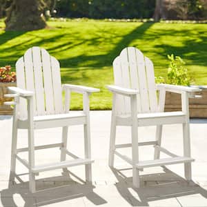 White Plastic Bar Height Adirondack Chairs Outdoor Bar Stool (2-Pack)