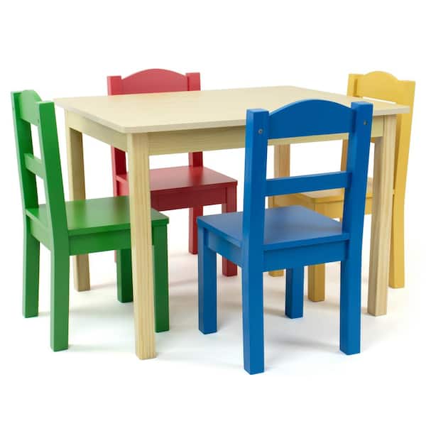 Humble Crew Primary 5 Piece Kids, Child Wood Table And Chair Set