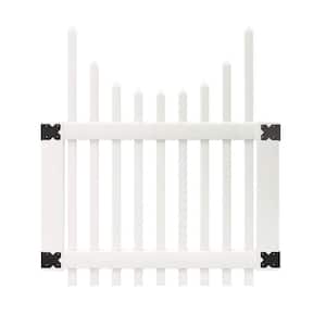 3-1/2 ft. W x 4 ft. H White Vinyl Chatham Scalloped Top Spaced Picket Fence Gate