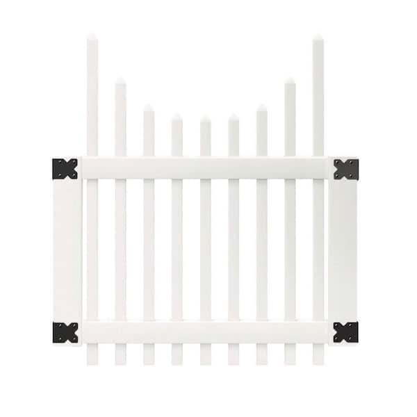 Veranda 3-1/2 ft. W x 4 ft. H White Vinyl Chatham Scalloped Top Spaced Picket Fence Gate