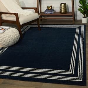 Bowien Navy 5 ft. x 7 ft. Border Area Rug