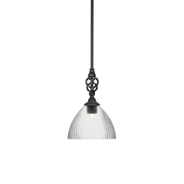 Unbranded Bridgewater 100 W 1-Light Matte Black Standard Mini Pendant Light with Glass Shade