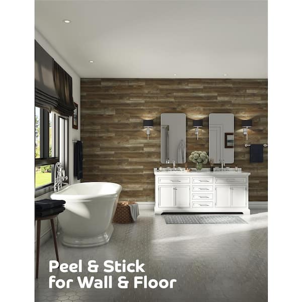 DuraDecor Weekend Warrior Blazed Barnwood 3 MIL x 6-in W x 36-in L Peel & Stick Water Resistant Luxury Vinyl Flooring (21 sf/case)
