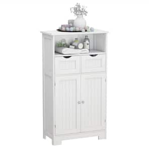 Anky 23.62 in. W x 11.81 in. D x 42.72 in. H White MDF Freestanding Linen Cabinet with 2-Drawers and 2-Doors in White