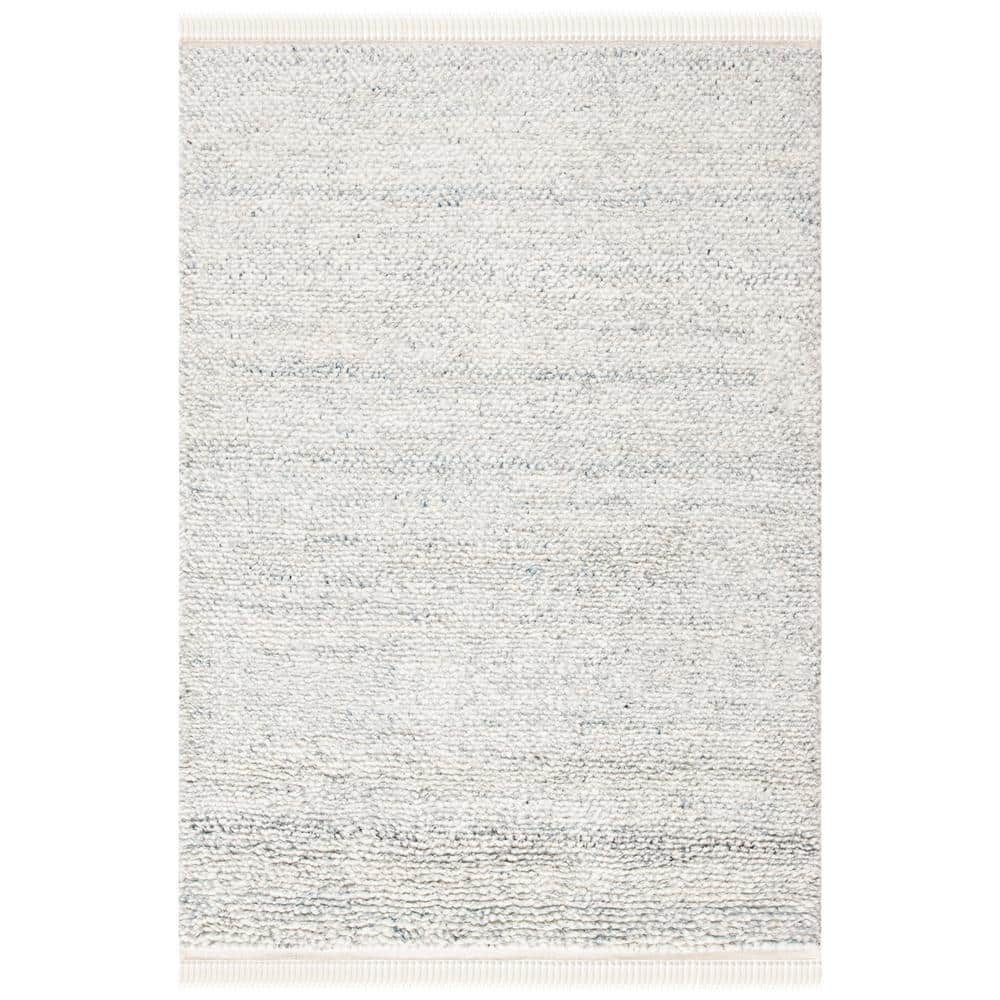 Gray Hand-Knotted Wool 9' x 12' Rectangular Accent Rug