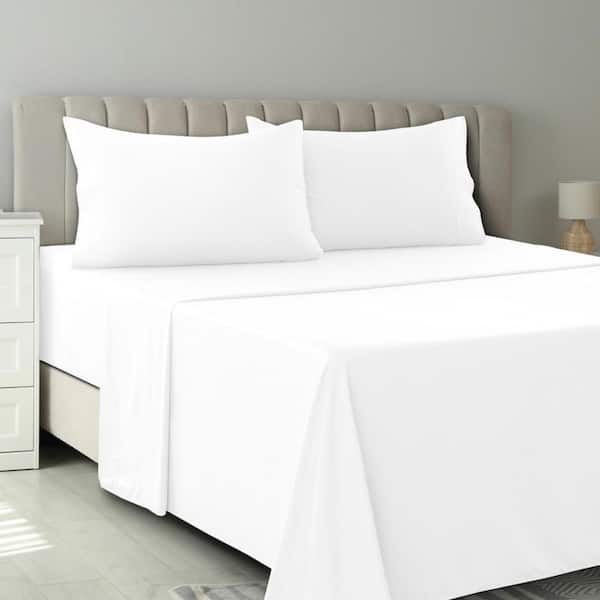 Lux Decor 3-Piece White Solid Color Microfiber Twin Deep Pocket Sheet Set