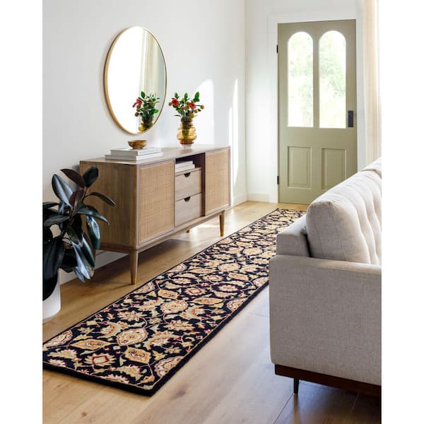 Middleton 2 ft. W x 14 ft. L Indoor Runner Handmade Rug Black