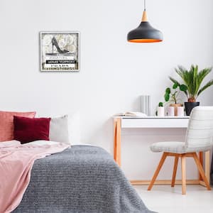 Glam Heel on Roses by Madeline Blake White Framed Abstract Giclee Art Print 17 in. x 17 in.