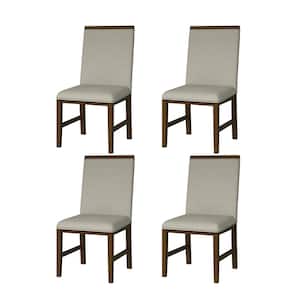 Philippa Walnut Modern Upholstered Dining Chair Crafted with Sturdy Rubber Wood Legs (Set of 4)