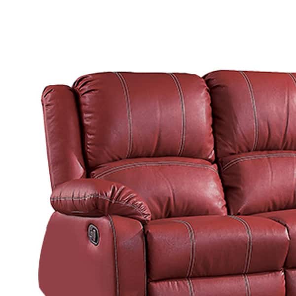 in. 2-Seats Leather Loveseats Faux The Furniture Depot Zuriel Home 52151 37 Red Motion PU with Acme -