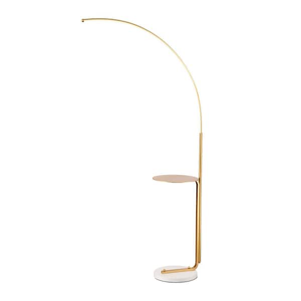 JAZAVA 67.3 in. Gold 1-Light Swing Arm Floor Lamp for Living Room with LED Strip Light