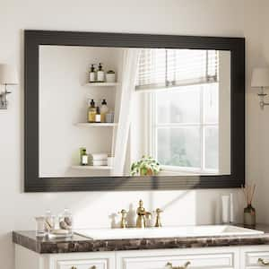 24 in. W x 36 in. H Rectangular Wooden Black Framed Wall Vanity Mirror Bathroom Mirror