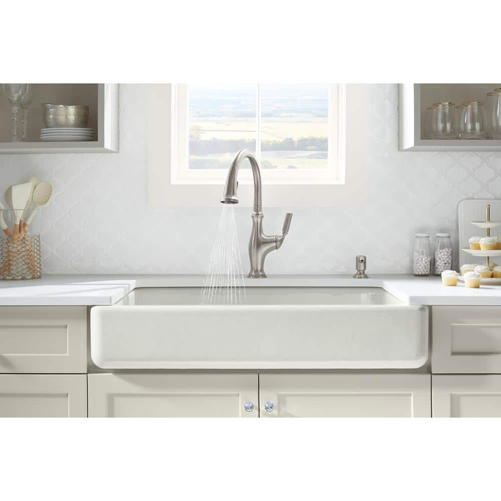 White Double Basin Cast Iron Farmhouse Kitchen Sink