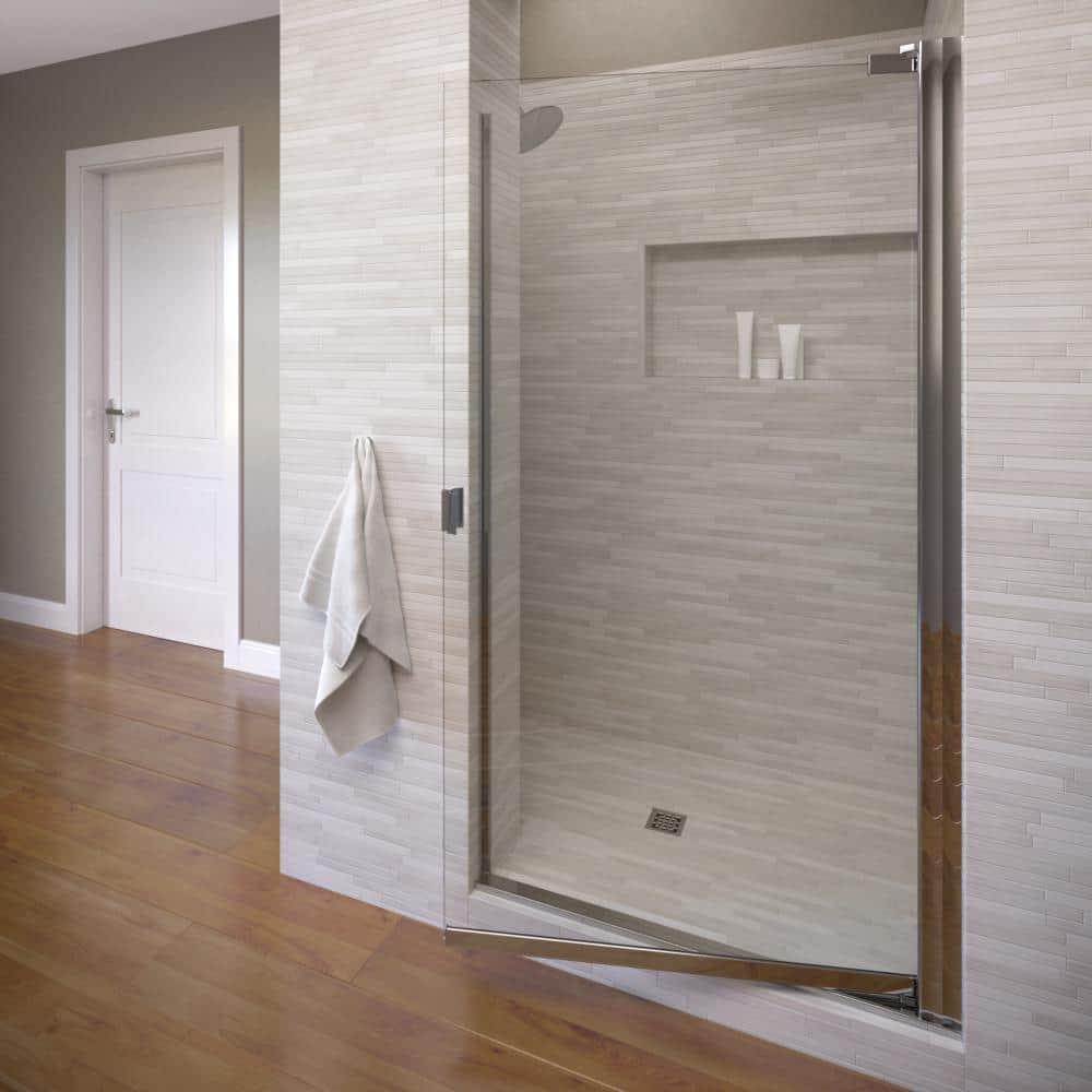 Basco 3600-3CL Armon 66 inch High x 30-1/8 inch Wide Hinged Semi Frameless Shower Door - Silver