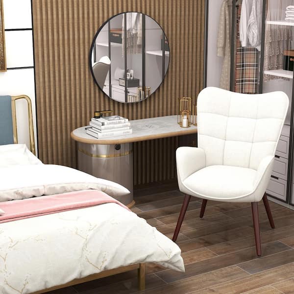JAYDEN CREATION Nila Ivory Vanity Velvet Upholstered Stool