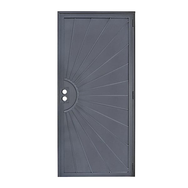 Grisham Radiance 36 in. x 80 in. Universal/Reversible Black Gloss Perforated Steel Screen Security Door