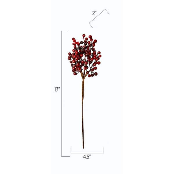 Bulk 39 Pack Artificial Red Berry Stems Picks with Holly Berries